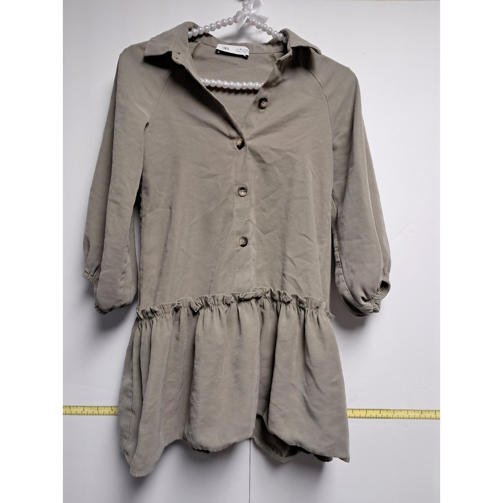 Zara Kids Classic Olive Green Classic Shirt Dress-Size‎ 9
